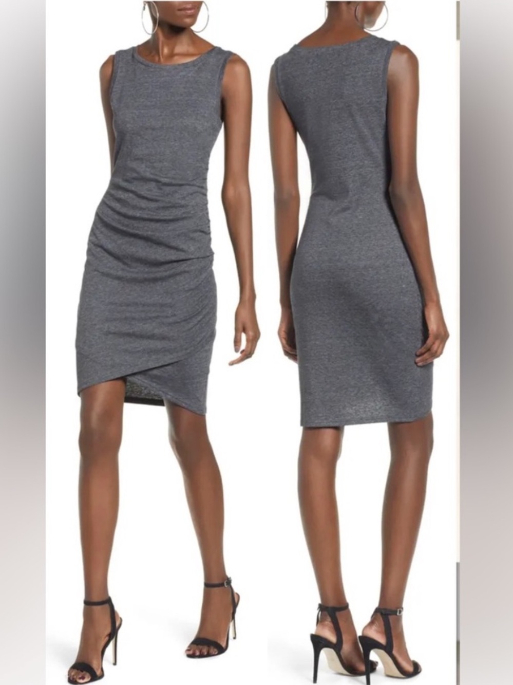 LEITH // Charcoal Grey Sleeveless Midi Dress